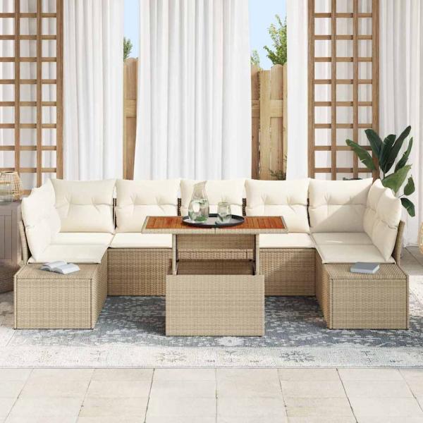 Garten Sofa Set 8-teilig Beige und Creme Rattan