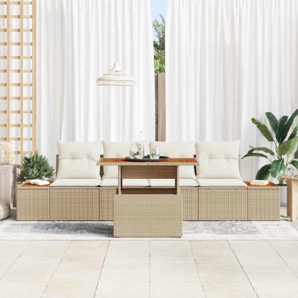 ARDEBO.de - Garten Sofa Set 5-teilig Beige Resin Rattan und Polyester