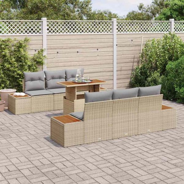 Garten-Sofa-Set Set von 7 Beige, Grau, Braun
