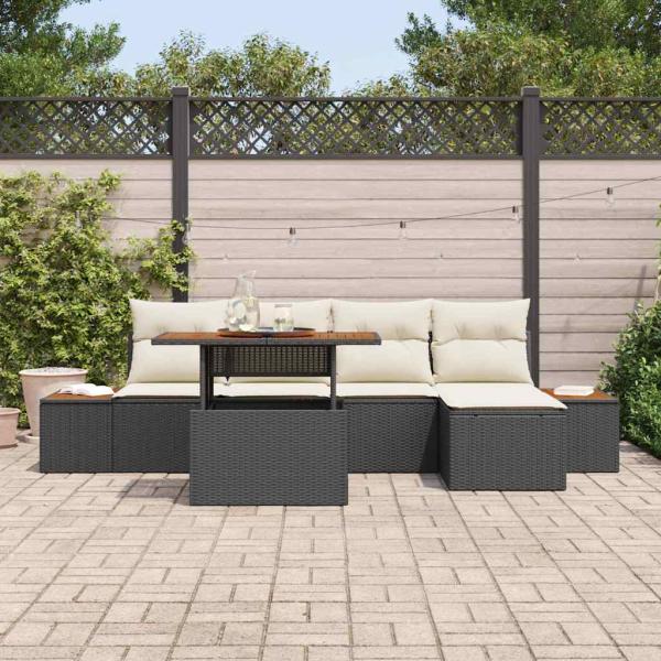 Gartensofa-set 6 pcs Schwarz und Beige