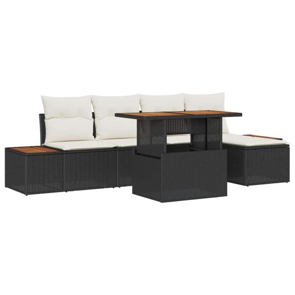 Gartensofa-set 6 pcs Schwarz und Beige