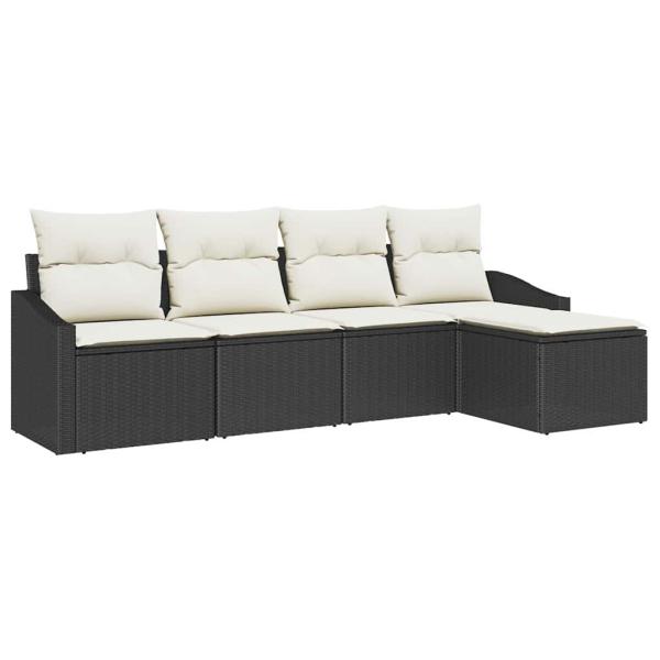 Garten Sofa Set 6-teilig Schwarz Rattan Outdoor Sofa Rechteckig
