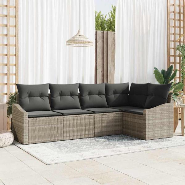 ARDEBO.de - Garten Sofa Set Set von 5 Beige Poly-Rattan Garten Sofa