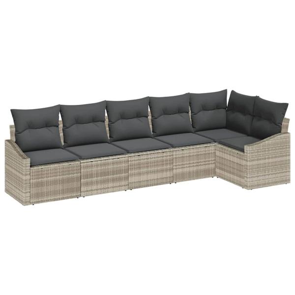 Garten-Sofa-Set 6-teilig Grau PE-Weave Garten-Sofa-Stuhl