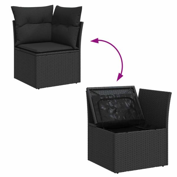 Gartensofa-set 9 stk. Schwarz Poly-Rattan