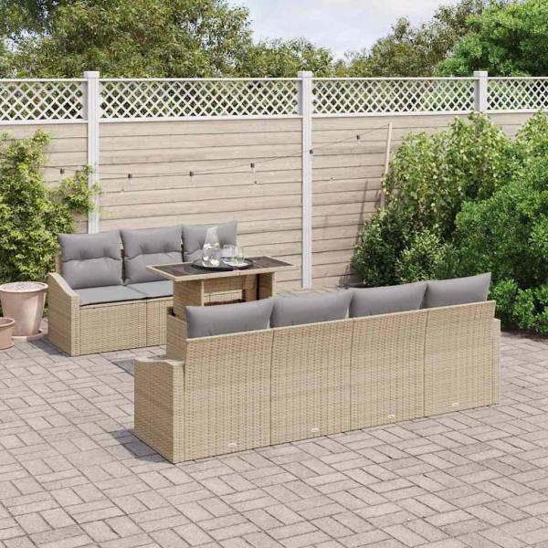 Garten-Sofa-Set 8 stk. Beige Poly-Rattan