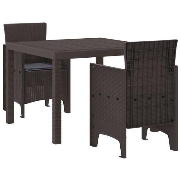Garten-Dining-Set 3-teilig Braun Kunststoff-Rattan Robust
