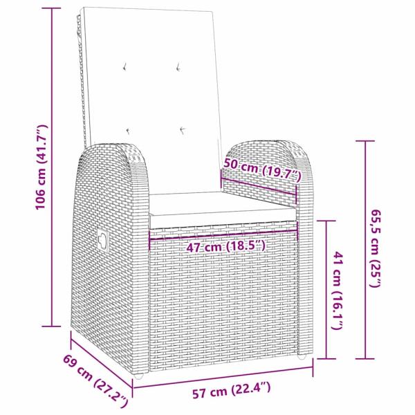 7-teiliges Garten-Esszimmer Set mit Kissen Grau Poly Rattan