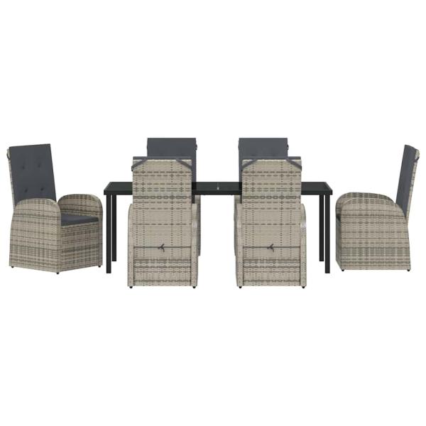 Garten Essgruppe mit Kissen 7 pcs Grau Poly-Rattan