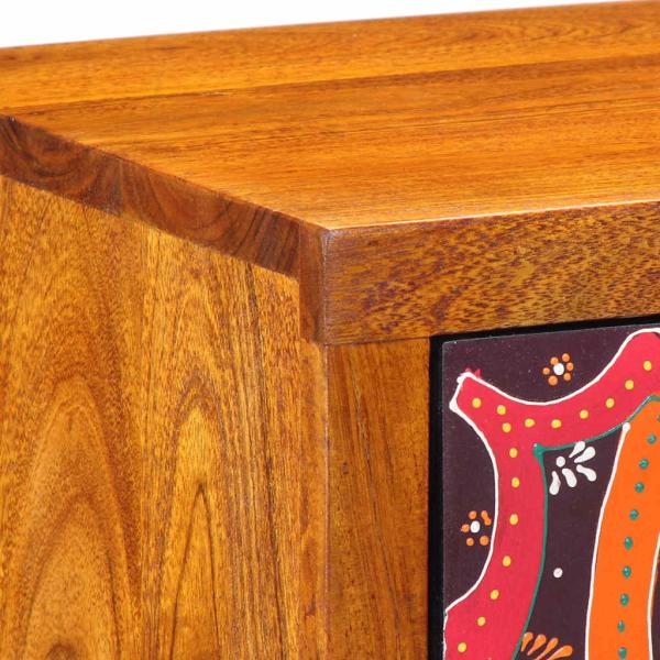 Nachttische Bunt, Naturholz Massivholz Sheesham Kompakt