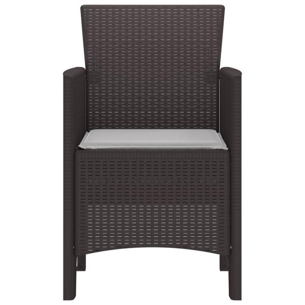 Gartenstühle mit Kissen 4 Stück Braun Poly Rattan