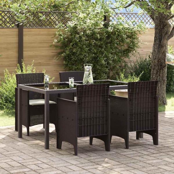 ARDEBO.de - Gartenstuhl Set mit 4 Stühlen Braun mit cremefarbenem Kissen