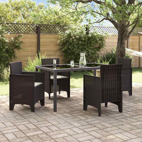 Gartenstuhl Set mit 4 Stühlen Braun mit cremefarbenem Kissen