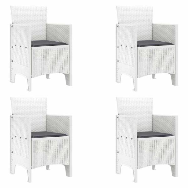 Gartenstuhl Set aus 4 Weiß, Anthrazit Kunststoff, Polyester