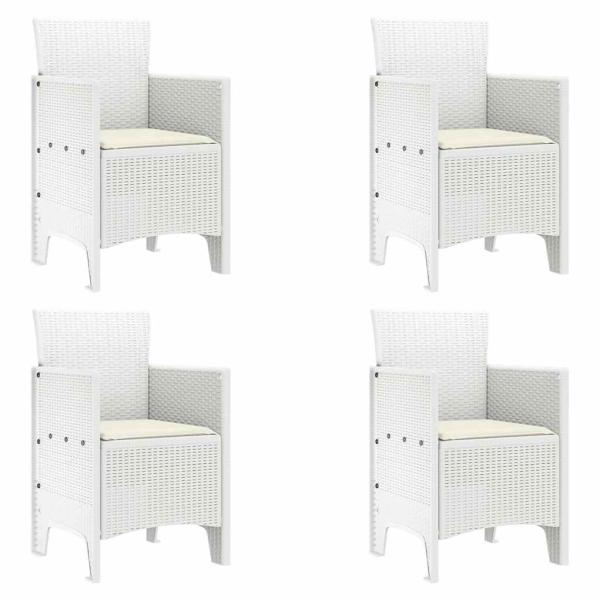 Gartenstuhl Set aus 4 Weiß Poly-Rattan Standard Stapelbar