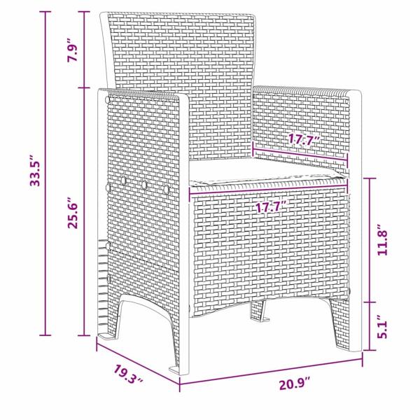 Gartenstuhl Set aus 4 Weiß Poly-Rattan Standard Stapelbar