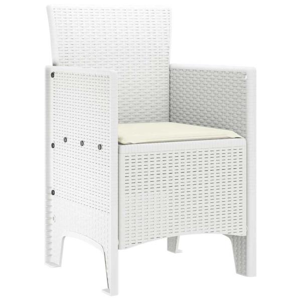 Gartenstuhl Set aus 4 Weiß Poly-Rattan Standard Stapelbar
