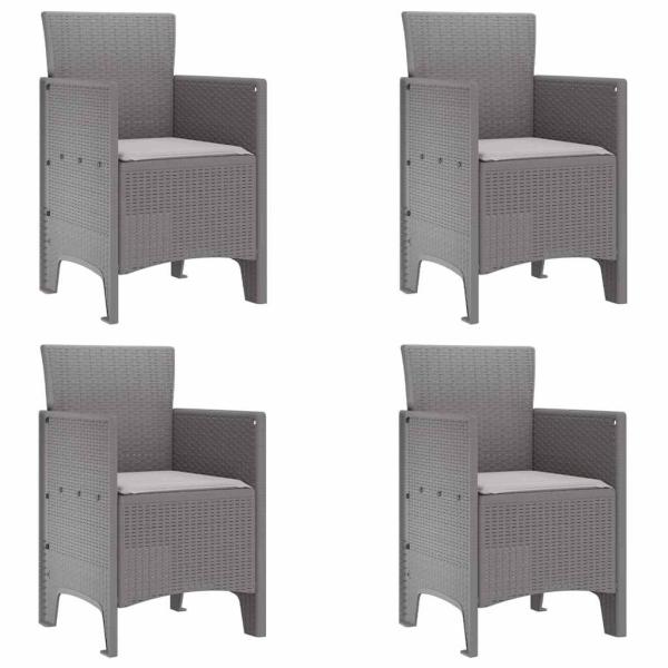 Gartenstuhl Set aus 4 Hellgrau Kunststoff, Polyester Standard