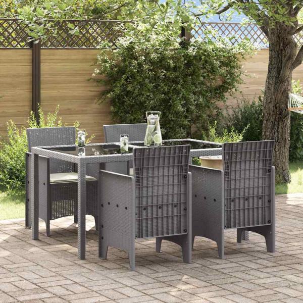 ARDEBO.de - Gartenstuhl 4er Set Hellgrau mit cremefarbenen Kissen