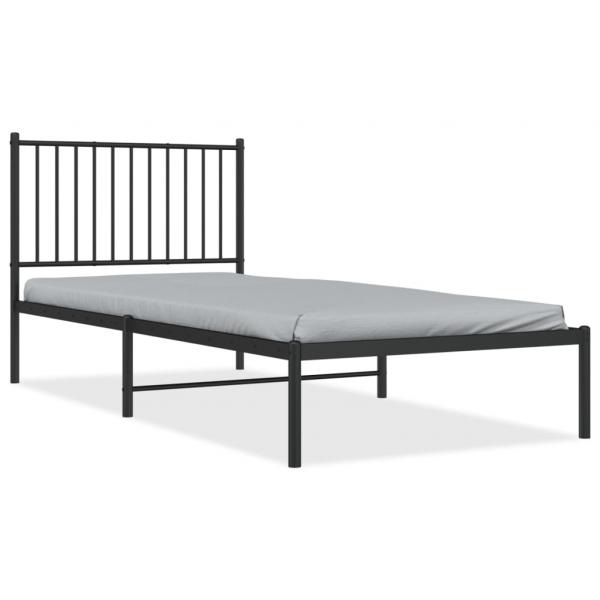 Bettgestell mit Kopfteil Metall Schwarz 90x200 cm
