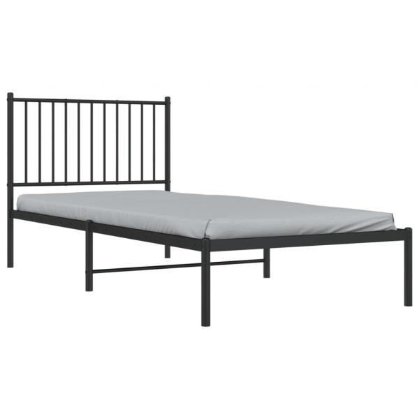 Bettgestell mit Kopfteil Metall Schwarz 90x200 cm