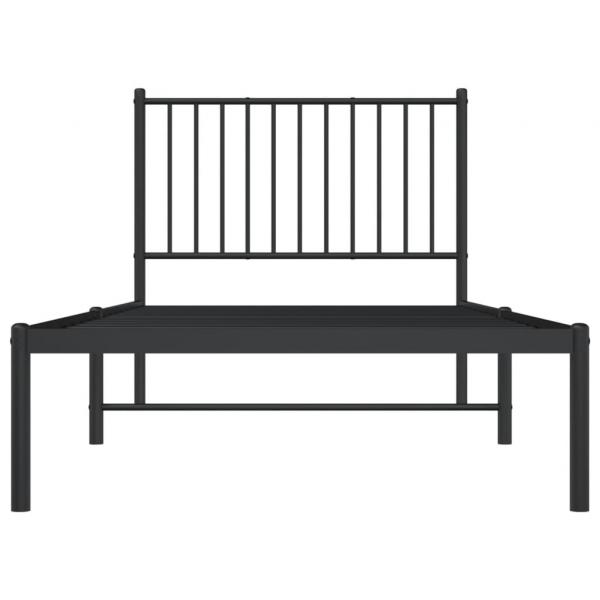 Bettgestell mit Kopfteil Metall Schwarz 90x200 cm