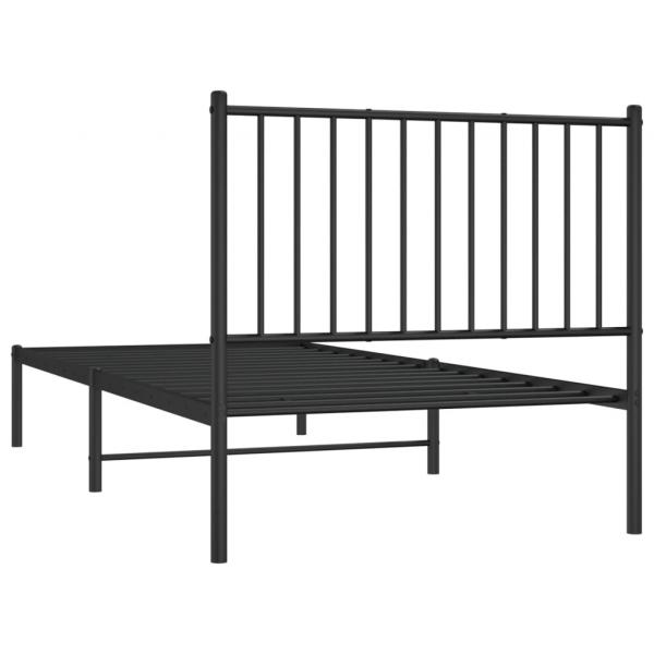 Bettgestell mit Kopfteil Metall Schwarz 90x200 cm