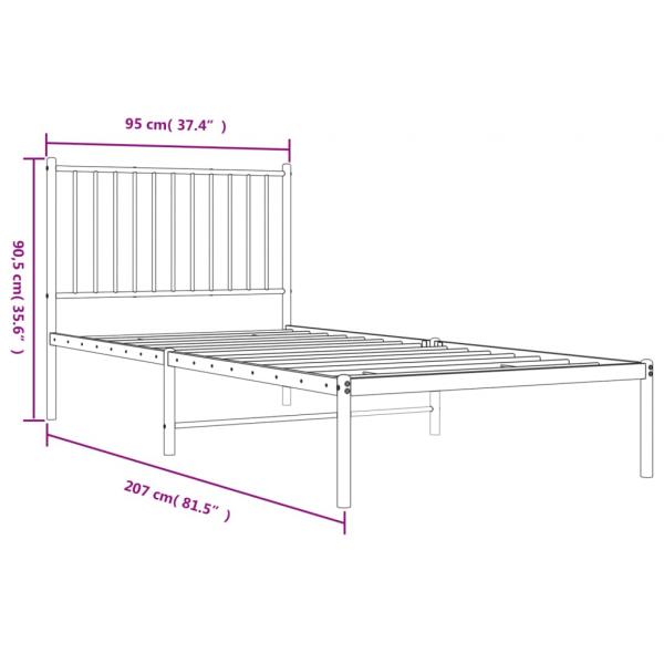 Bettgestell mit Kopfteil Metall Schwarz 90x200 cm