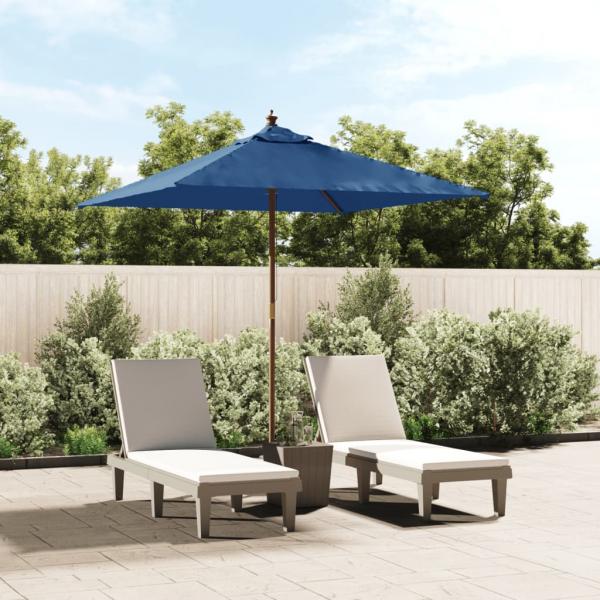 ARDEBO.de - Sonnenschirm mit Holzmast Azurblau 198x198x231 cm
