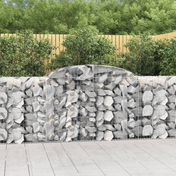 ARDEBO.de - Gabionen mit Hochbogen 3 Stk. 300x50x100/120cm Verzinktes Eisen