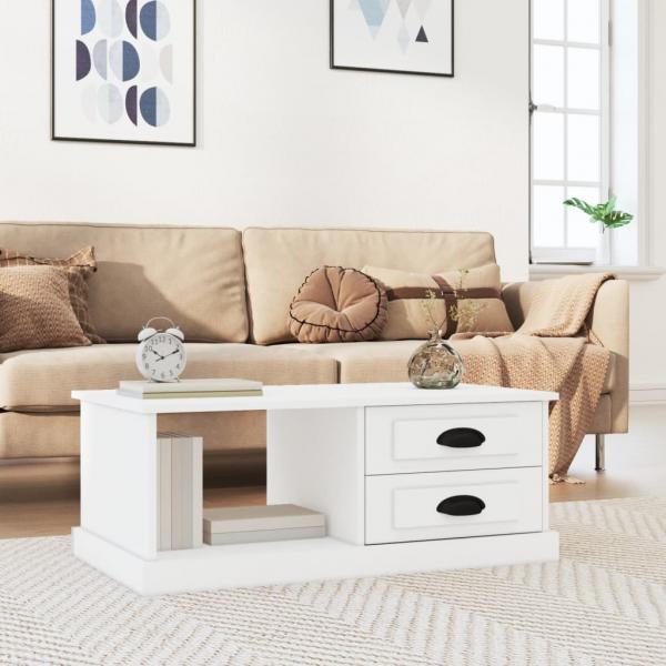 ARDEBO.de - Couchtisch Weiß 90x50x35 cm Holzwerkstoff