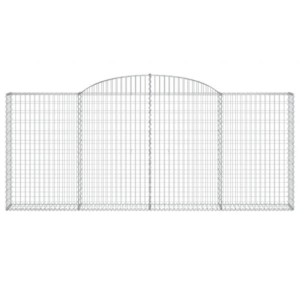Gabionen mit Hochbogen 3 Stk. 300x30x120/140cm Verzinktes Eisen