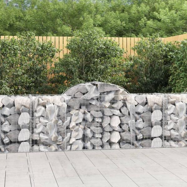 ARDEBO.de - Gabionen mit Hochbogen 2 Stk. 200x50x80/100 cm Verzinktes Eisen