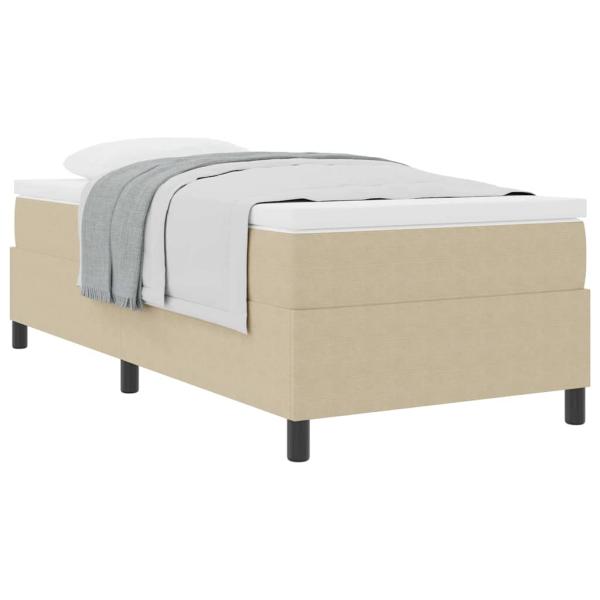 Boxspringbett mit Matratze Beige, Weiß Cord-Stoff 100 x 200 cm