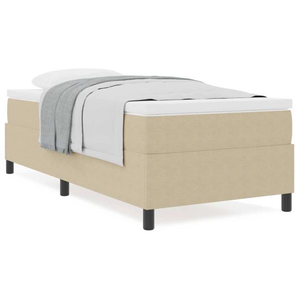 Boxspringbett mit Matratze Beige, Weiß Cord-Stoff 100 x 200 cm
