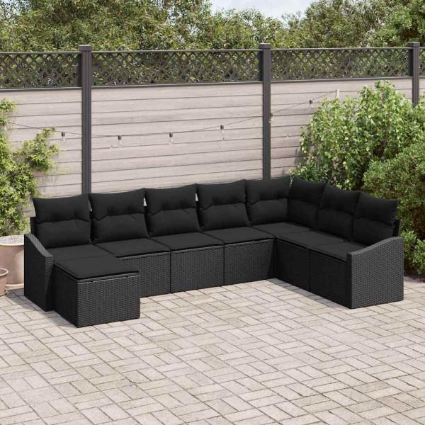 ARDEBO.de - Sofa Set 8 stk. Schwarz [Synthetisch]: Poly Rattan