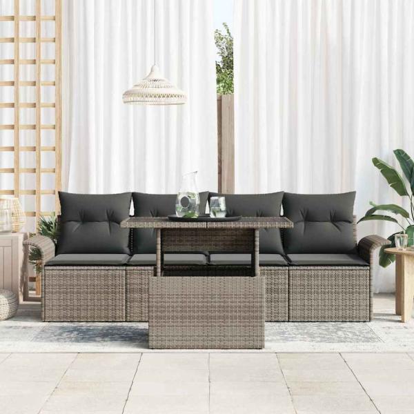 Garten Sofa Set Set aus 4 Grau Rattan