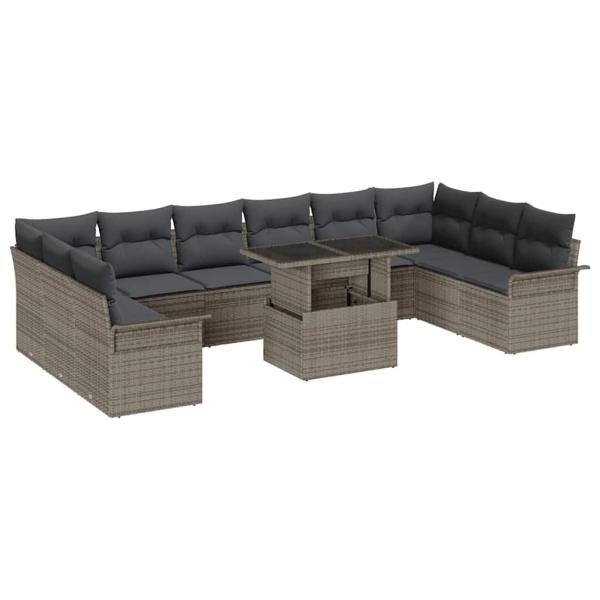 Garten Sofa Set 11 Teile Grau Rattan Garten Sofa Set Rechteckig