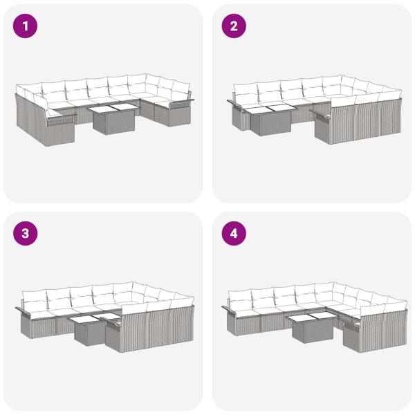 Garten Sofa Set 11 Teile Grau Rattan Garten Sofa Set Rechteckig