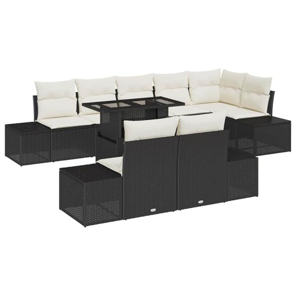 Garten-Sofa-Set 9-teilig Schwarz und Creme