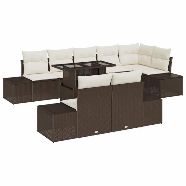 Gartensofa Set Set von 9 Braun Rattan Vier-Sitzer Gartensofa
