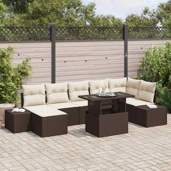 ARDEBO.de - Garten Sofa Set 8-teilig Braun, Beige