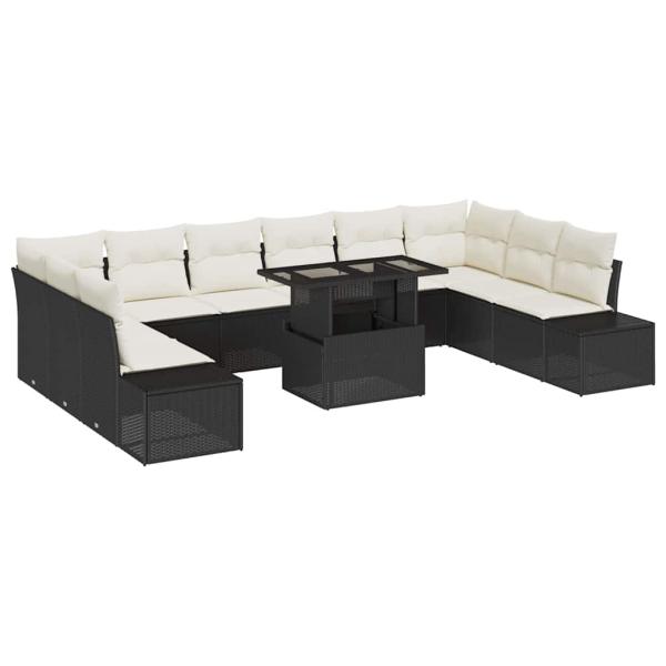 Garten-Sofa-Set Set aus 11 Schwarz Rattan