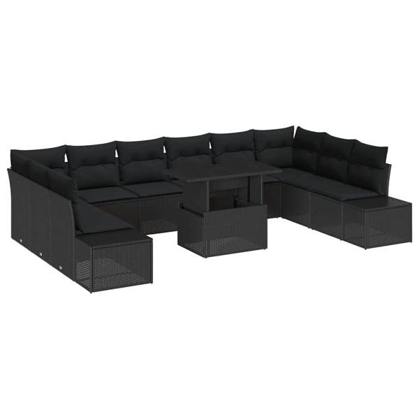 Garten Sofa Set Set von 11 Schwarz Polyethylen Rattan