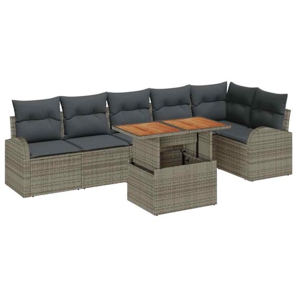 Garten-Sofa-Set Set aus 7 Grau Poly-Rattan