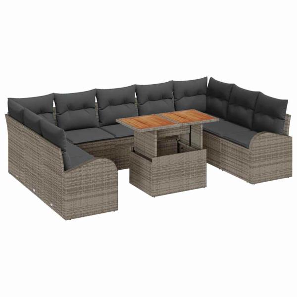 Garten Sofa Set Set aus 10 Grau Poly-Rattan