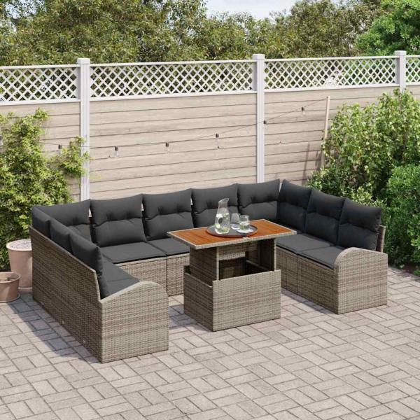 Garten Sofa Set Set aus 10 Grau Poly-Rattan