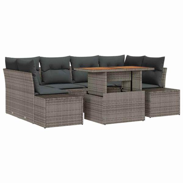 Garten Sofa Set 7-teilig Grau, Rattan
