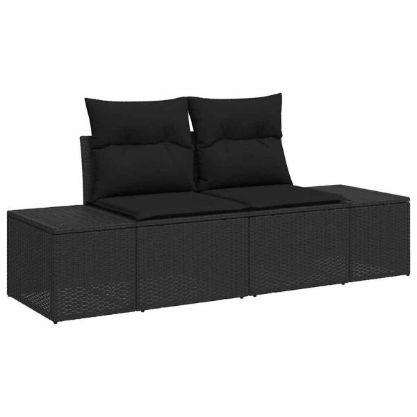 Garten-Sofa-Set Set aus 7 Schwarz Poly-Rattan