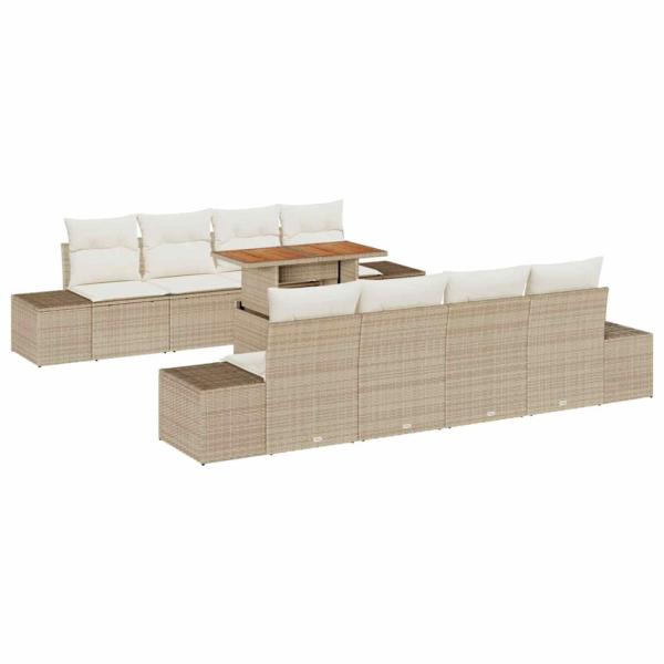 Gartensofa-set 9 Stk. Beige Poly-Rattan